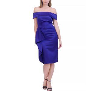 Eliza J Women's Off-The Shoulder Draped Sheath Dress Cobalt 8